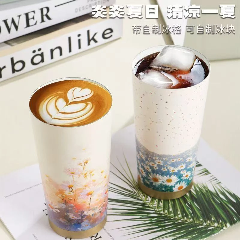 【新疆包邮】高颜值咖啡杯女生办公双饮吸管杯男车载保温杯学生