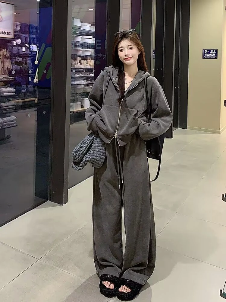入秋穿搭一整套女装韩版大码休闲运动套装宽松显瘦时尚百搭两件套