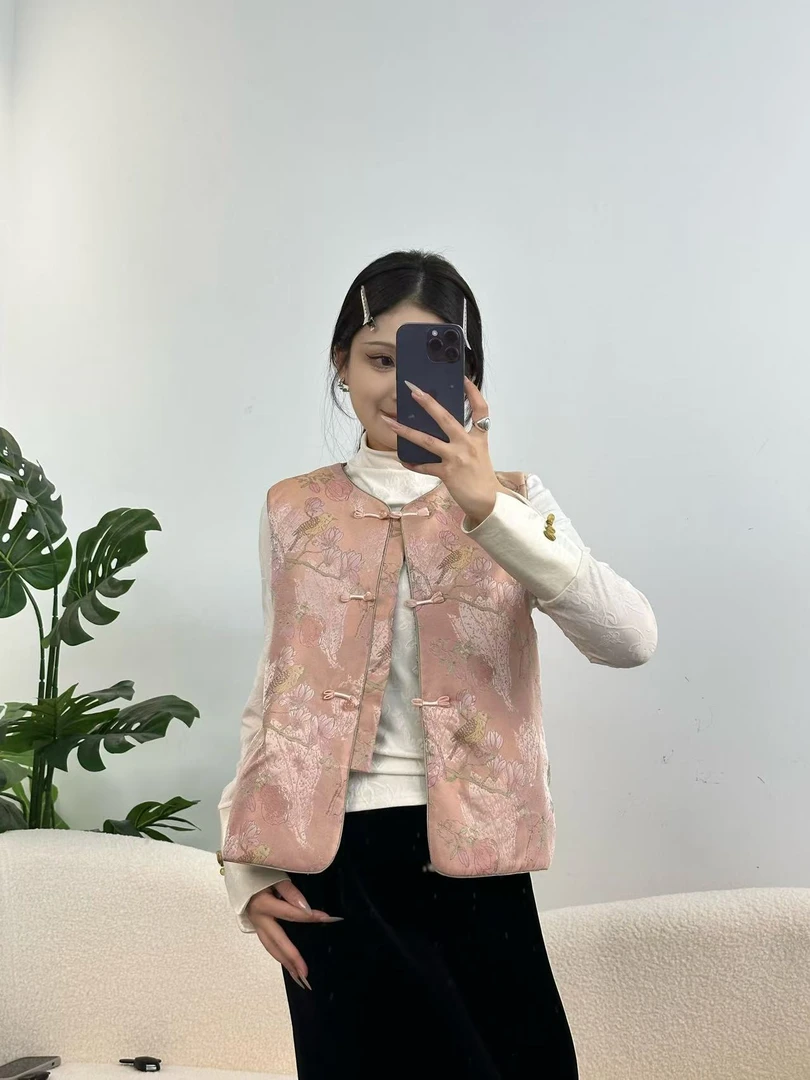 CHUNTIAN【子淑】新中式织锦夹棉提花女马甲