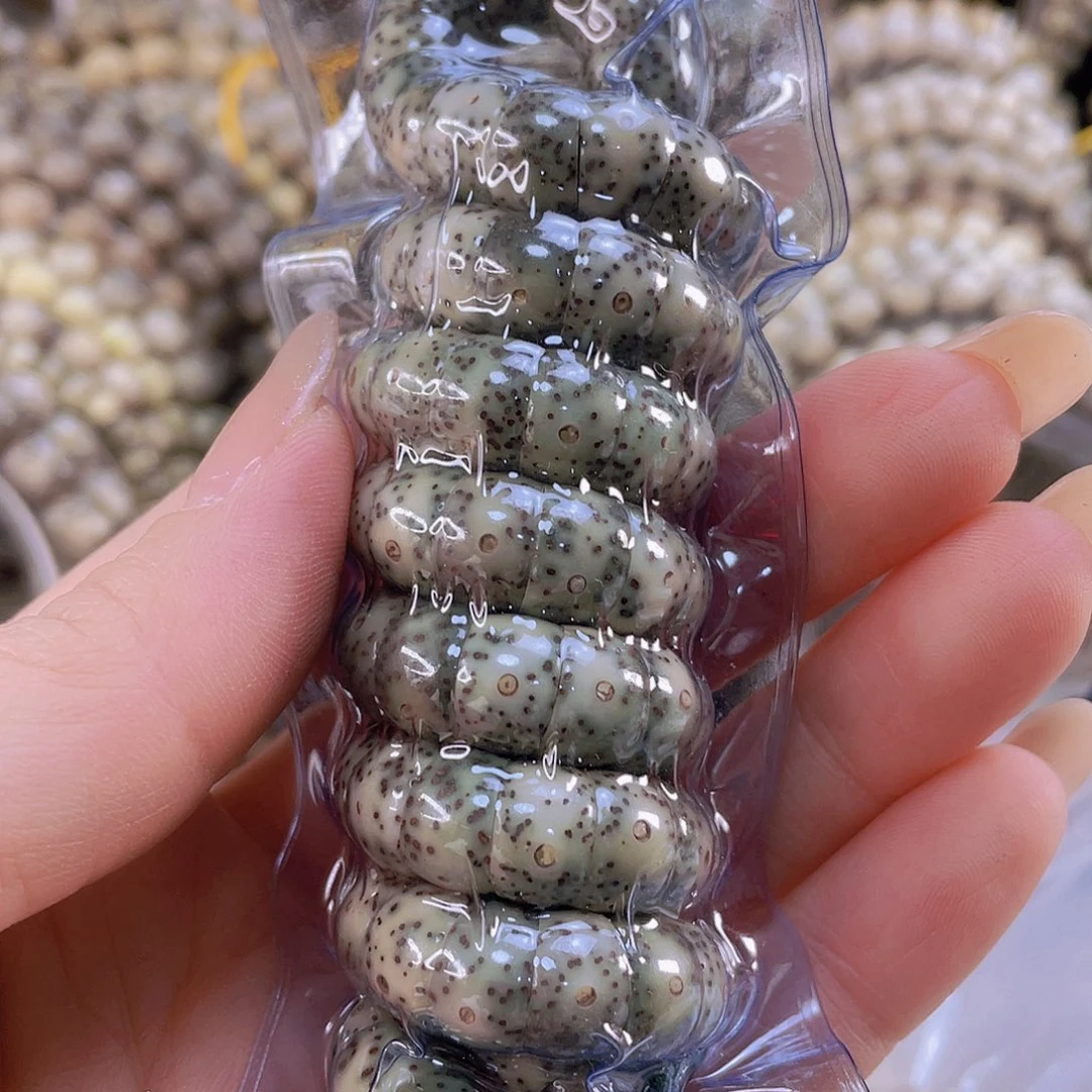 星月菩提吊坠石玉料绿幽灵大肠10