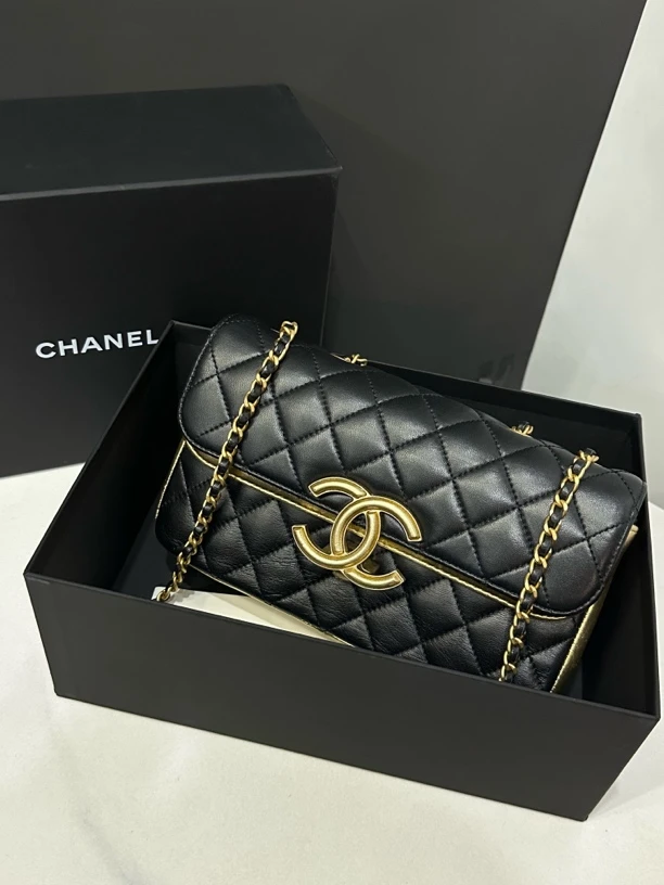 95新 Chanel/香奈儿 黑金大扣埃及系列cf包28开22cm/JJ04121202