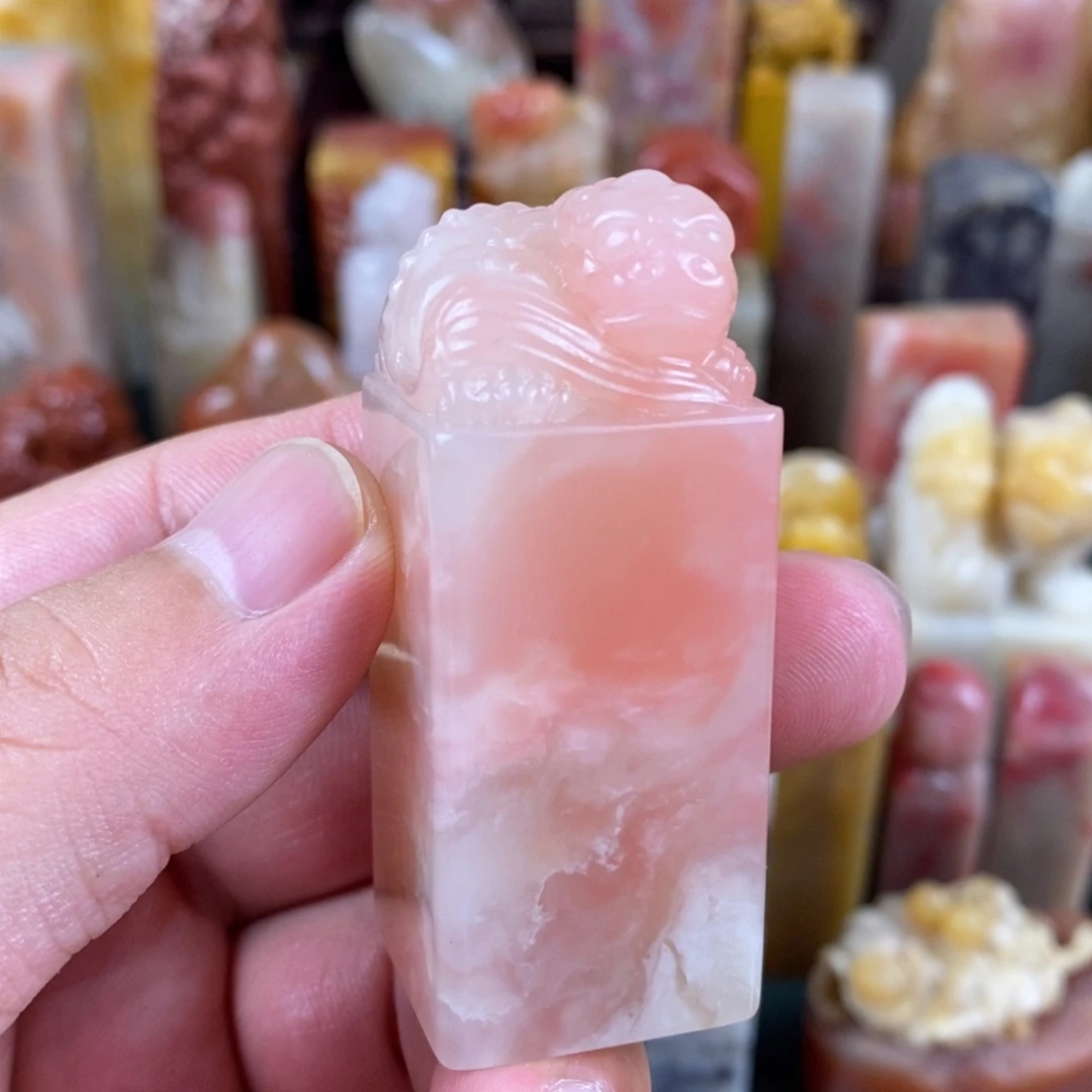 巴林石印石巴林石粉冻手工雕钮章