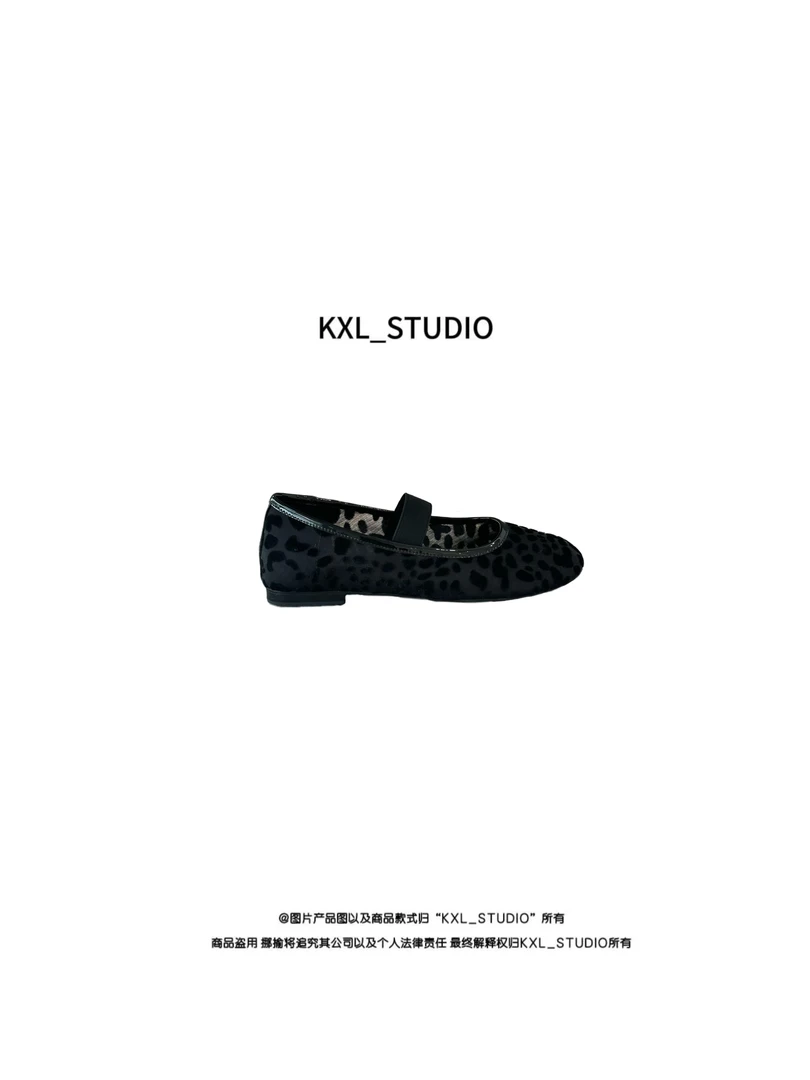 KXL-STUDIO【KELE精选】繁复浪漫_豹纹点网纱奶奶鞋2602B-6（豹纹网）