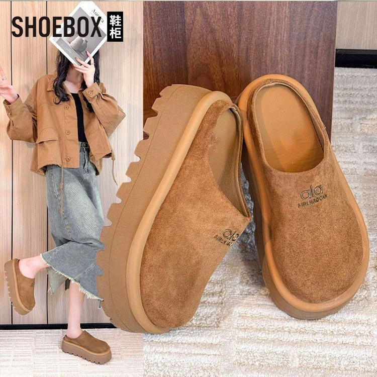 达芙妮集团旗下厚底勃肯鞋半拖女2025新款秋一脚蹬懒人增高包头拖