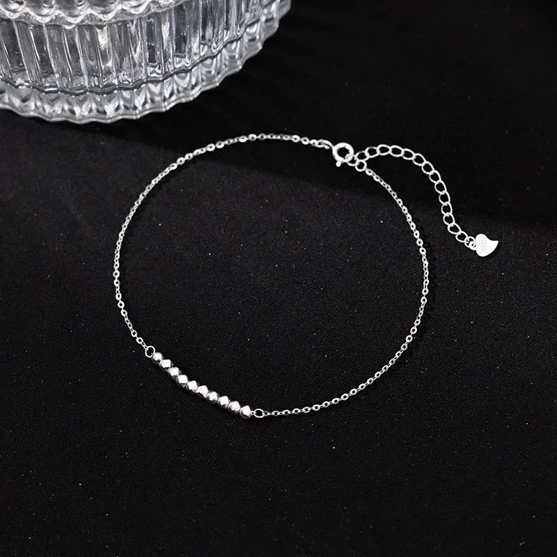 足银脚链 纯银990碎银子脚链时尚秀气女新款小众精致百搭脚环礼物