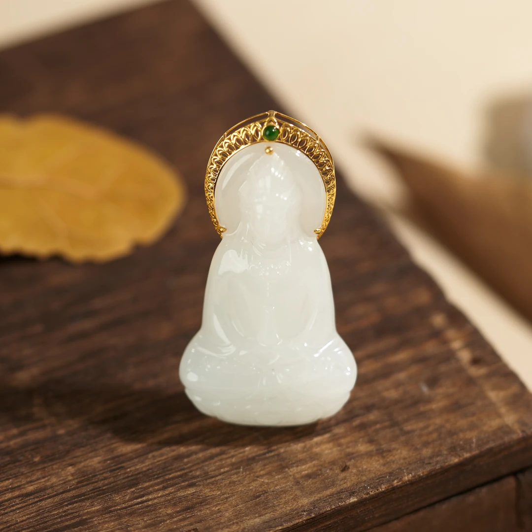 【玉总珠宝】18k和田玉白玉吊坠贵气首饰玉器多样性发一CAN820956