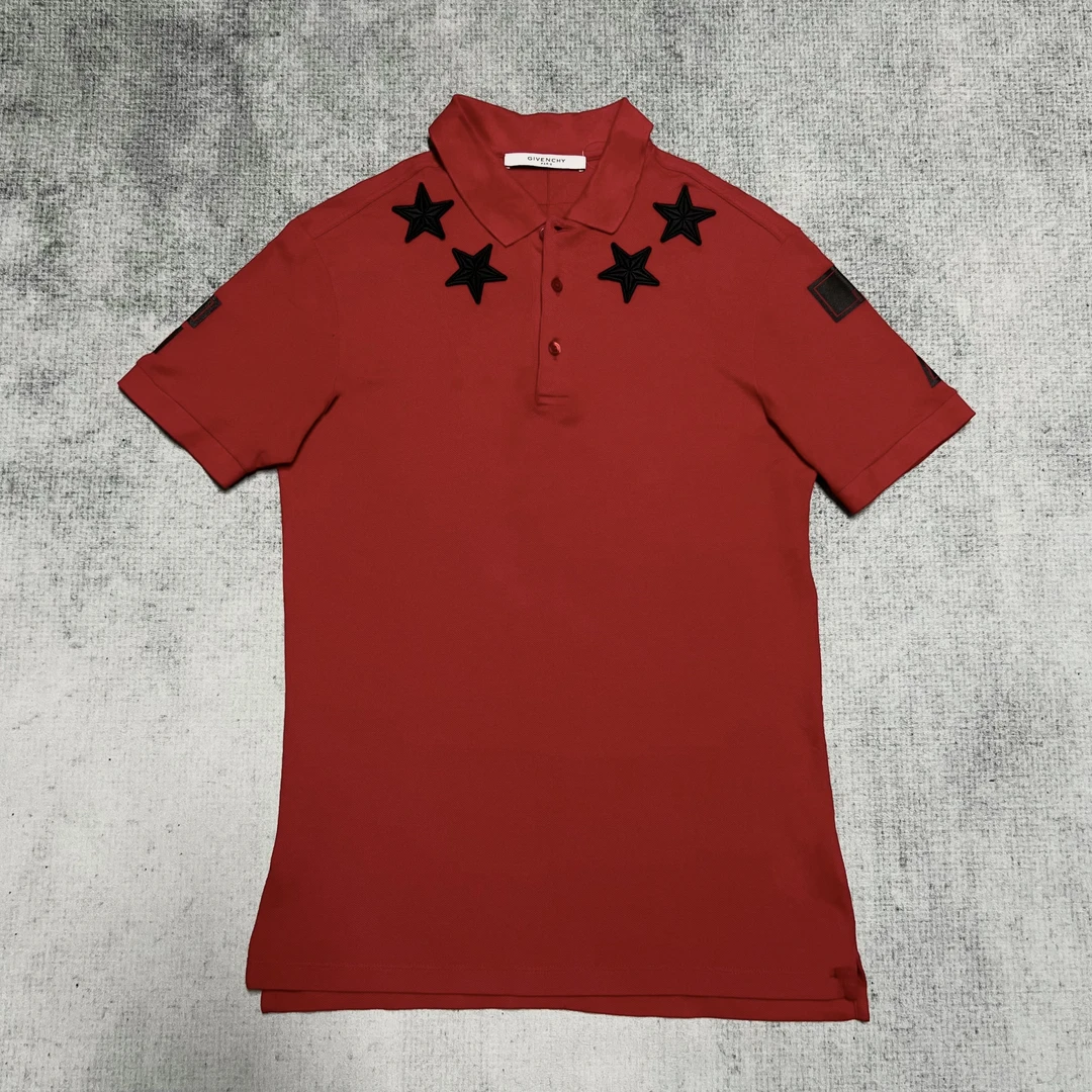 99新 Givenchy/纪梵希  星星印花POLO衫红色 S码 43523