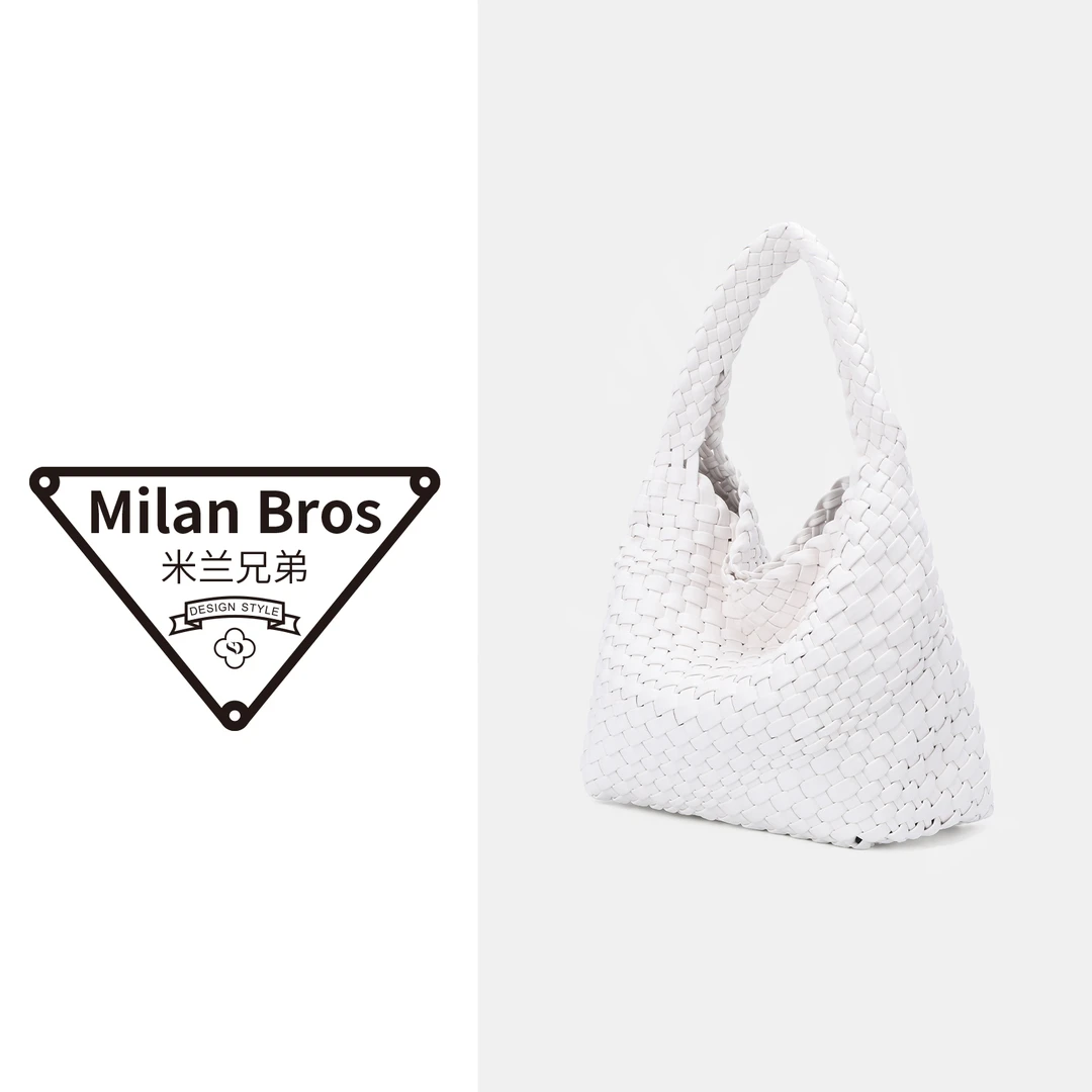 【米兰兄弟】 时尚编织女士托特包白色