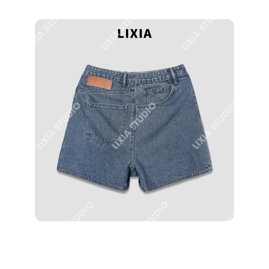 LIXIA【韩式前沿】韩版强设计感东大门高货短裤水洗牛仔裤-D7836