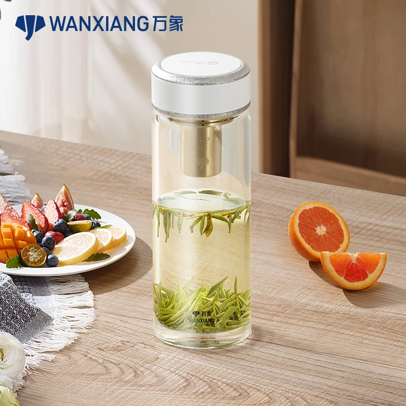 万象抗菌杯高档单层玻璃杯便携大容量高颜值透明车载办公泡茶杯