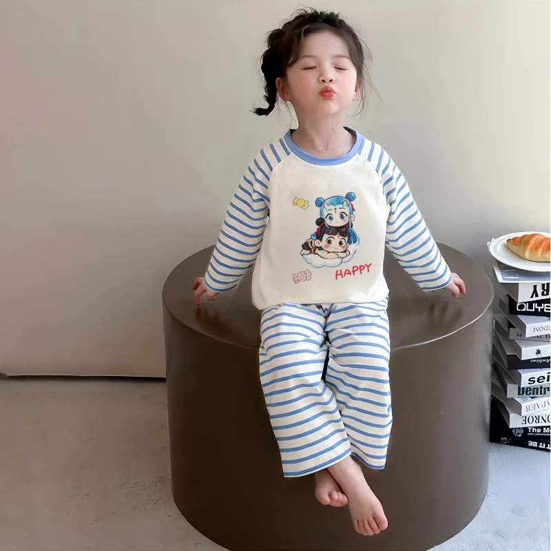 小女孩宝宝睡衣儿童春秋款纯棉长袖长裤女童中大童可爱外穿家居服