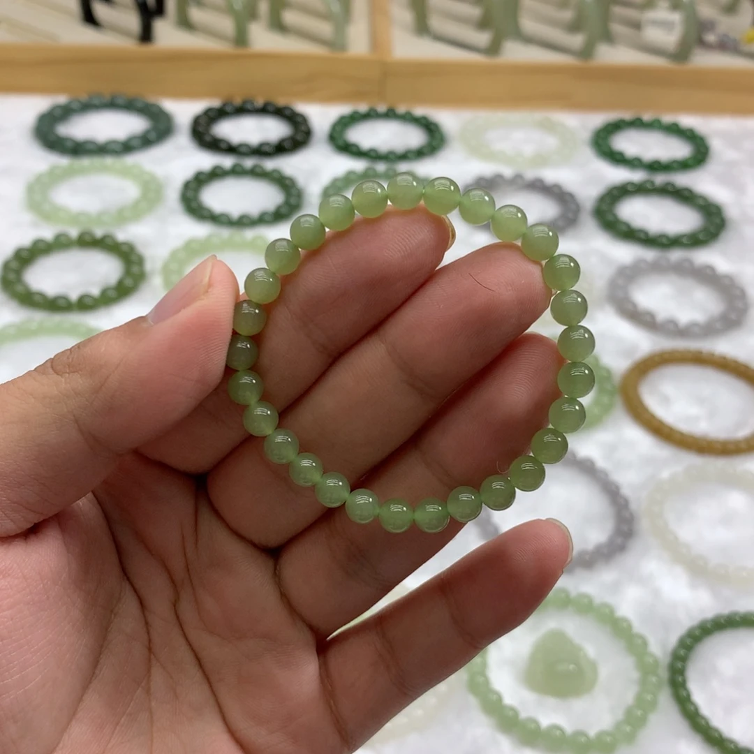 未镶嵌手串和田玉（冰晴绿5.8）