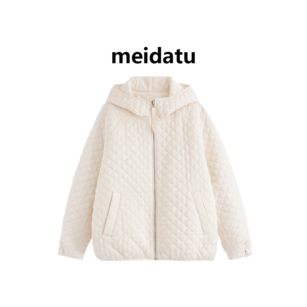 美哒兔（菱格美学）时尚菱格宽松连帽休闲外套CK2967-27