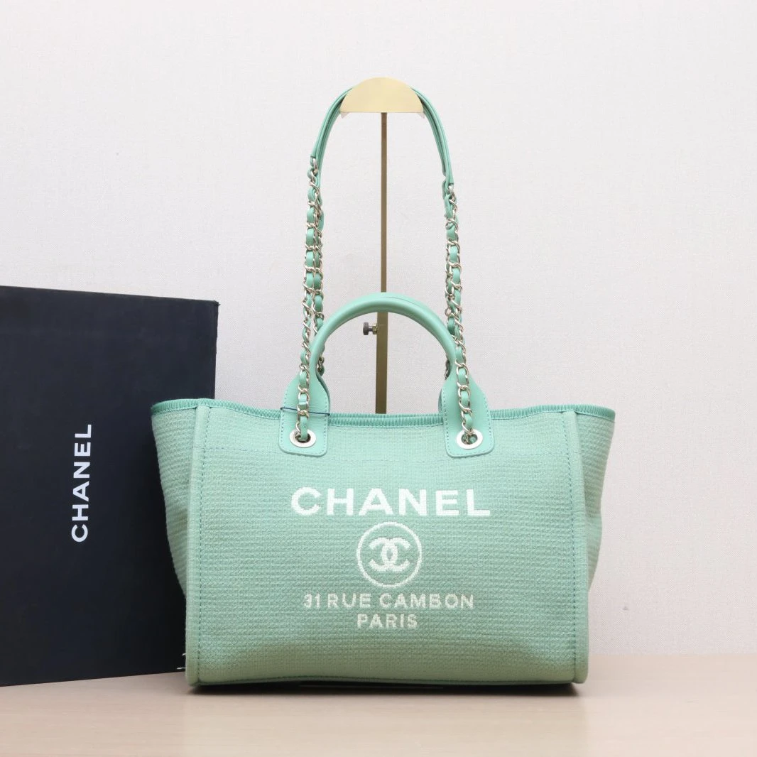 99新 Chanel/香奈儿 小花姑姑843426沙滩包 中号 芯片开