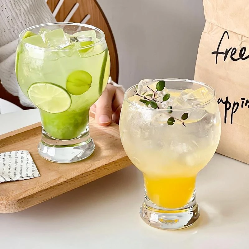 ins风宽口玻璃饮品杯冷饮料杯饮品早餐杯奶茶杯啤酒杯夏季高颜值