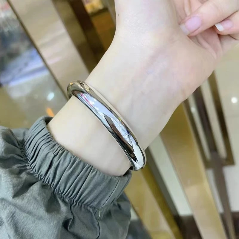 足银手镯 B26足银手镯光面轮胎镯素圈泥鳅背闭口内心经经典实心款