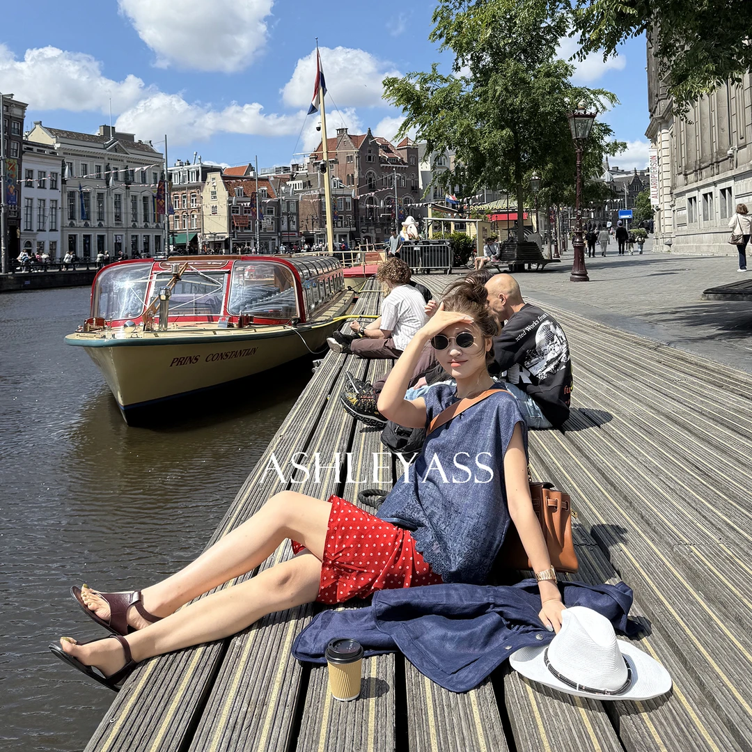 【ASHLEYASS】“荷蓝”慵懒感设计师下摆绣花波浪边上衣LSS250608W