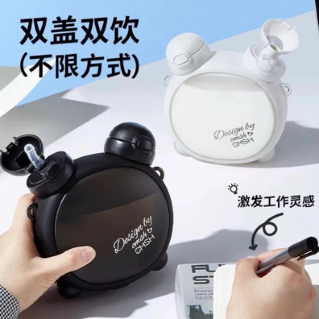 草莓生活克拉小熊双饮杯斜跨吸管直饮高颜值水杯子0456