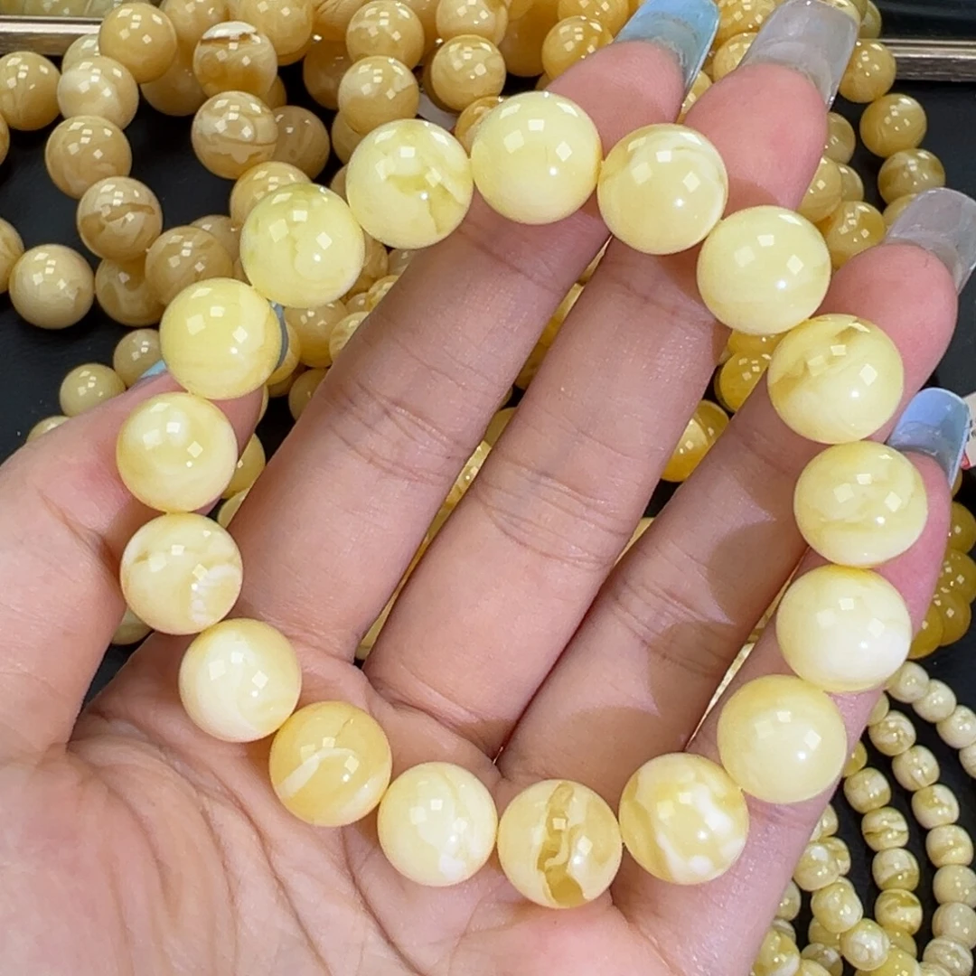 琥珀未镶嵌手链17.4白蜡妖花