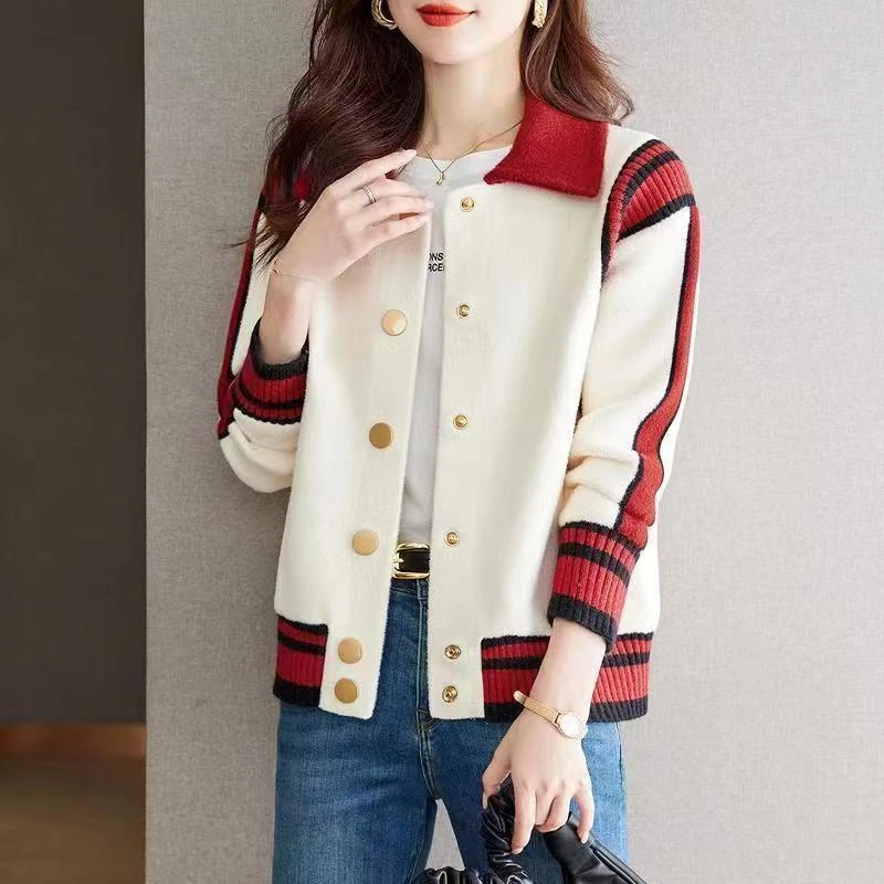 高级感超好看毛呢外套女翻领开衫针织衫2025加厚春秋冬季爆款上衣