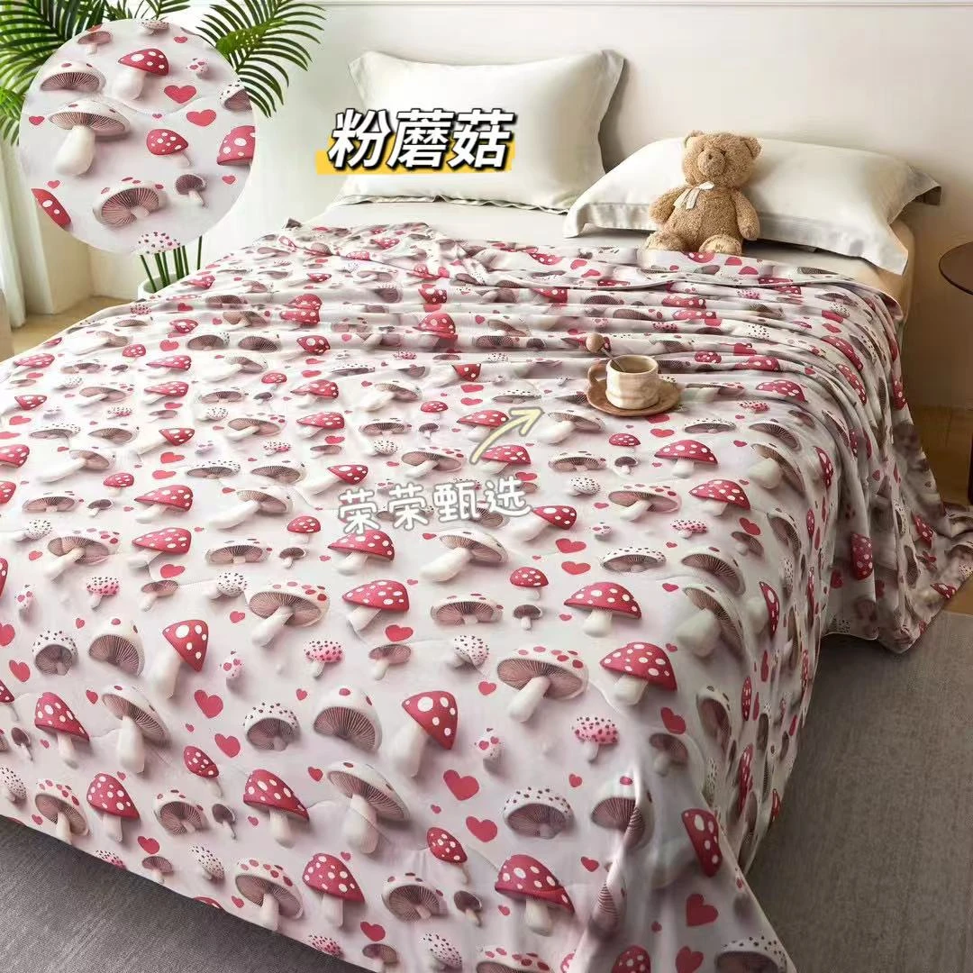 【RR荣荣】粉蘑菇-8D数码凉感丝夏被空调被夏凉被可机洗双面