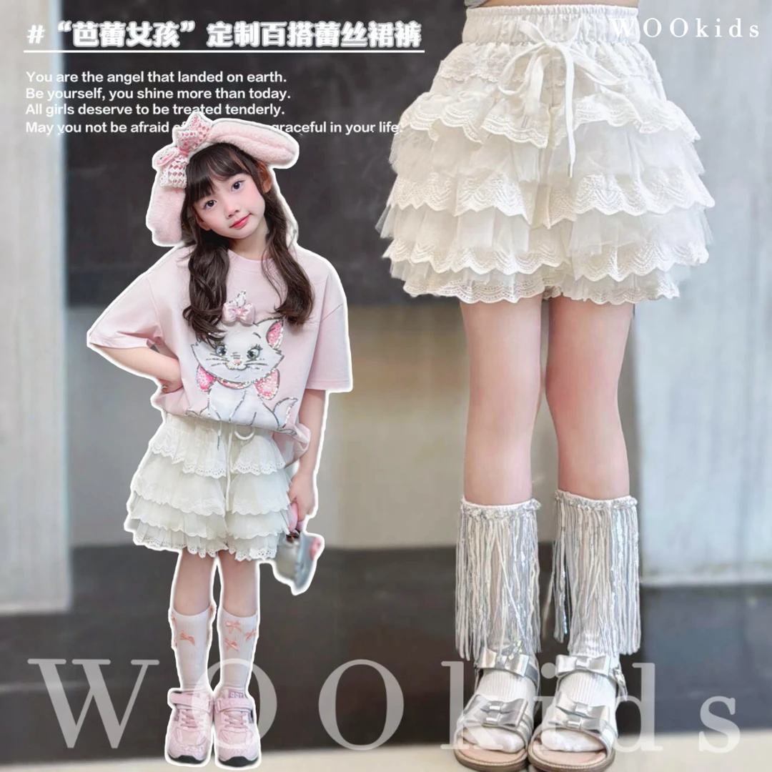 现货-WOOkids8【芭蕾女孩】定制童装亲子百搭蕾丝裙裤 W24050805