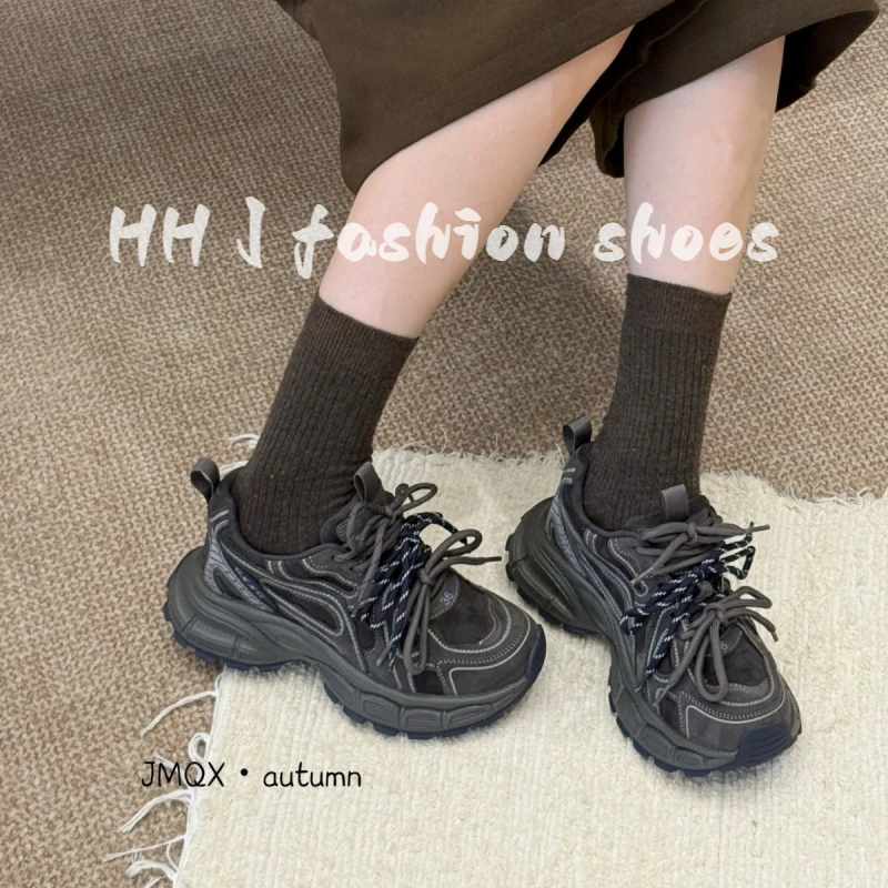 厚底轻便防滑老爹鞋女2025新款秋款女款爆款软底不累脚百休闲鞋