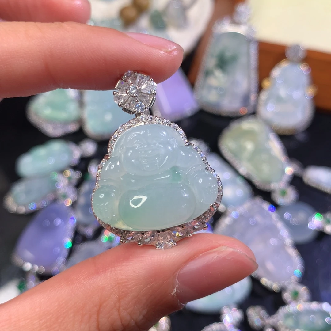 翡翠银S925镶嵌吊坠(不含链)