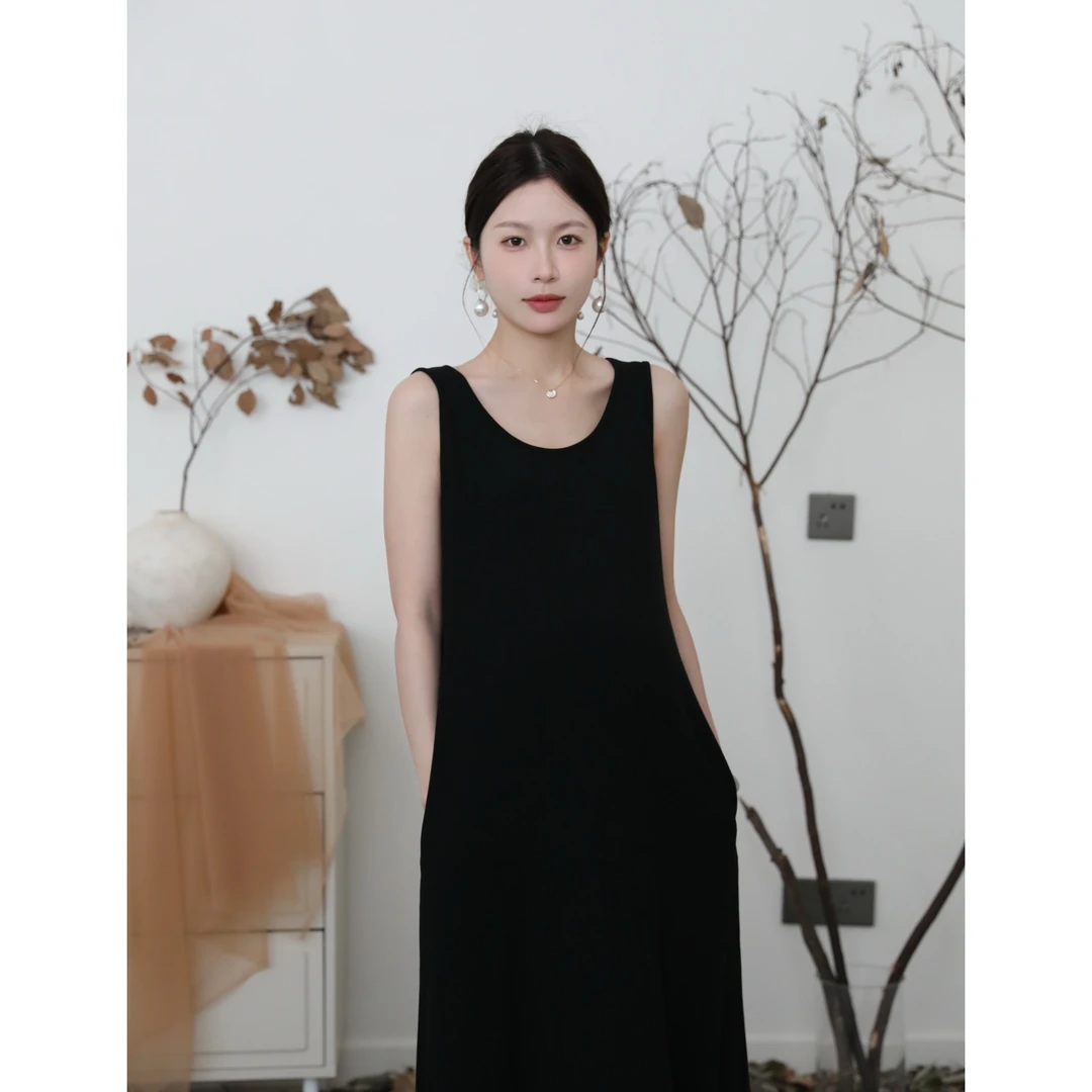 senenmu 口袋背心裙 春款新款巨百搭打底裙显瘦连衣裙孕妇装