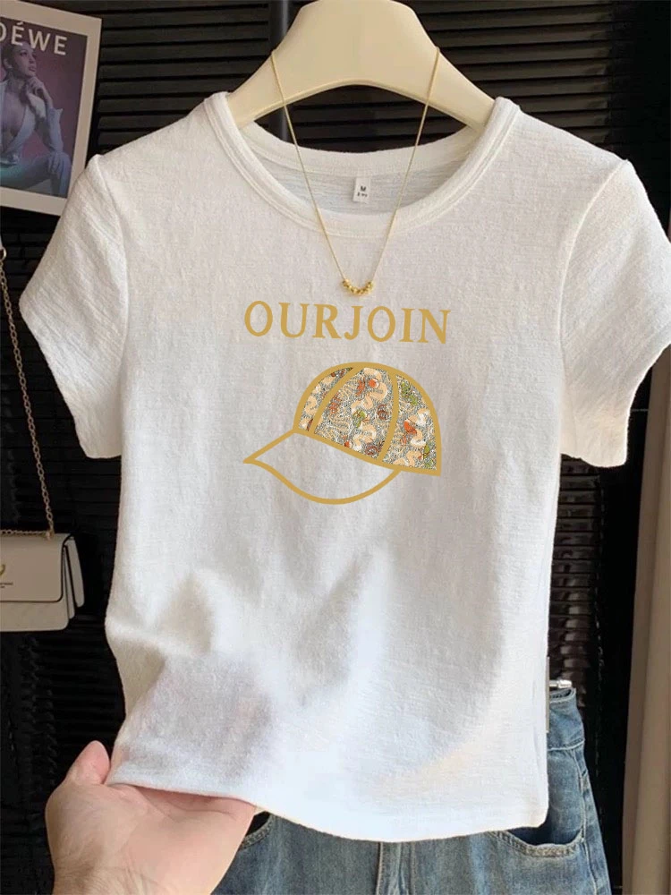 短款白色上衣小个子修身基础款短袖T恤女夏季新款高级独特肌理感