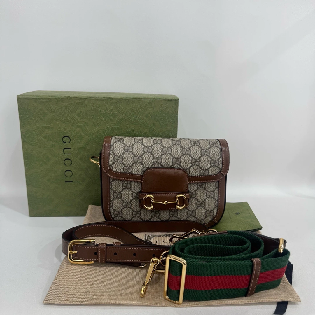 99新 GUCCI/古驰 捐金沉珠/1955马鞍包小号/25年全套
