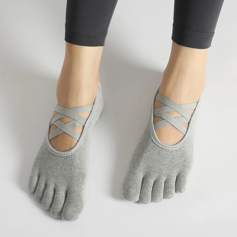 专业瑜伽袜点胶防滑运动露脚背袜地板普拉提透气运动