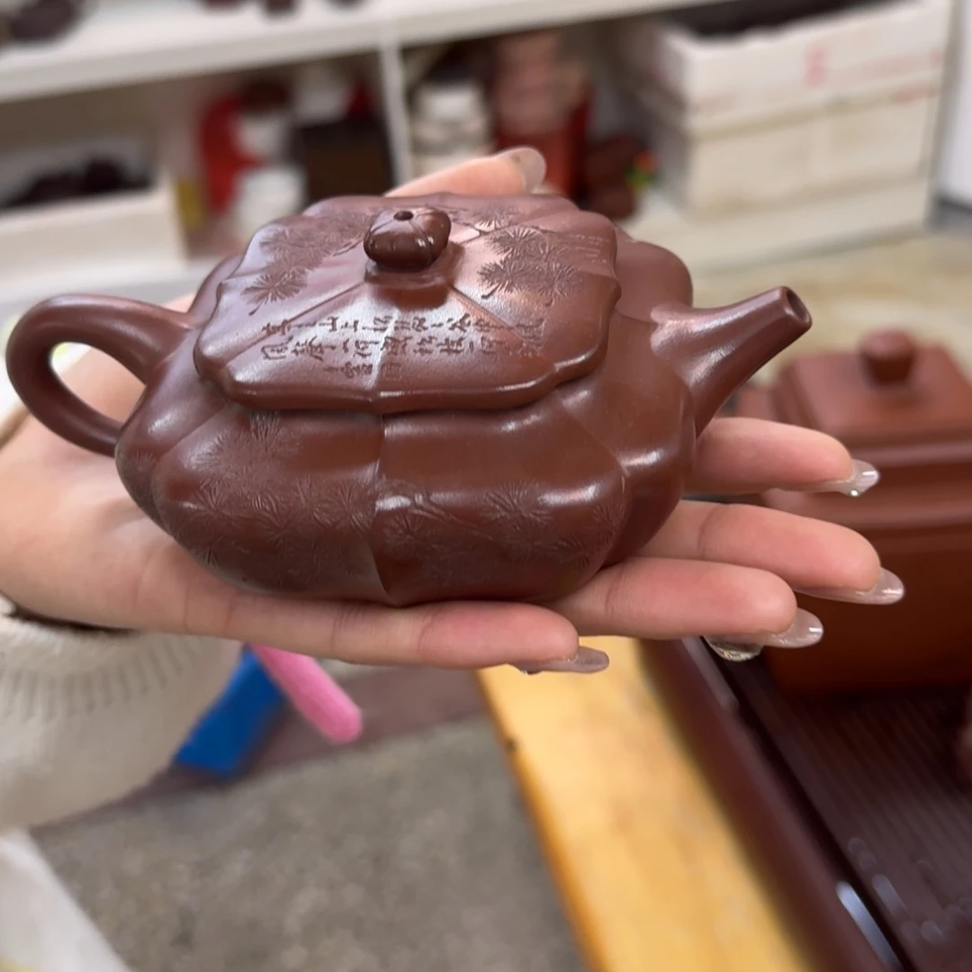 紫砂茶壶紫砂壶筋纹汉扁200cc