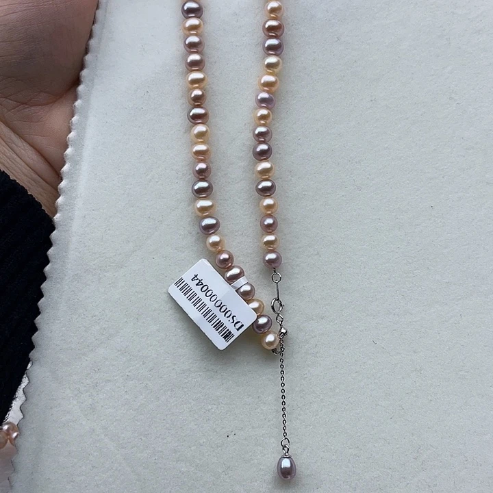 淡水珍珠颈饰银S925镶嵌卡6➕极光糖果色