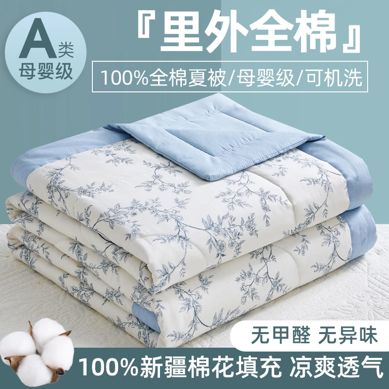 A类100全棉夏被空调被新疆棉花填充纯棉夏凉被芯夏天可机洗薄被子