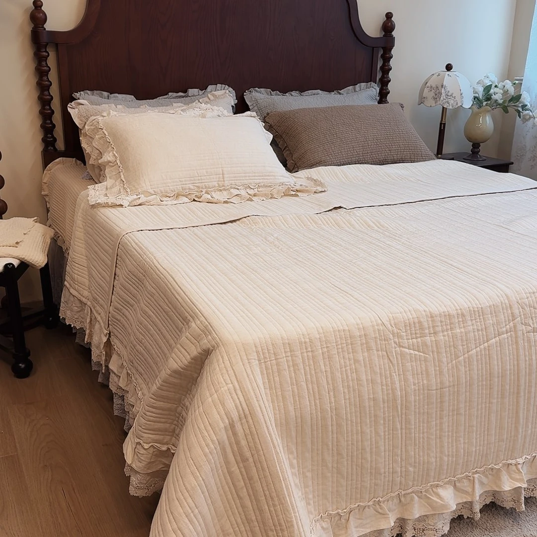 棉花边款棉麻三件套