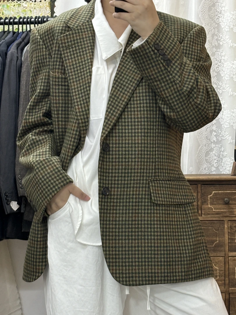 古着Vintage四季无性别复古老钱风薄西装