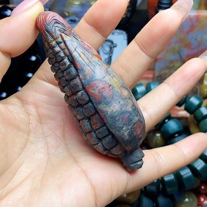 硅化玉未镶嵌吊坠(不含链)玉雕玉米手把件