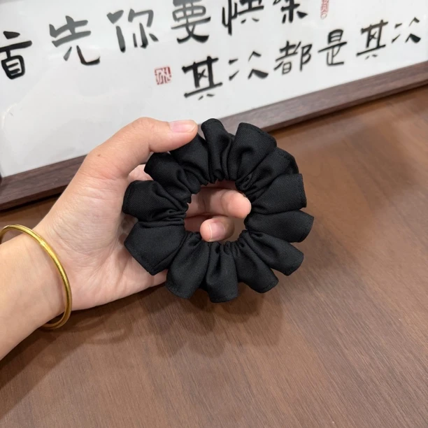 HKK原创小众纯黑色压边款发圈