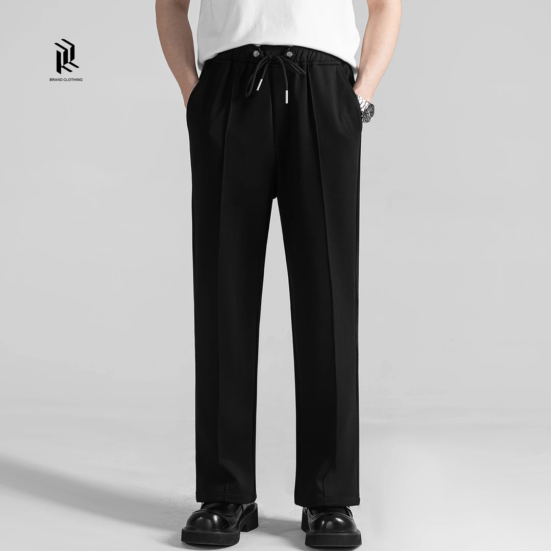 『莱赛尔冰爽棉』春夏轻熟风垂感抽绳弹力松紧腰阔腿百搭直筒裤