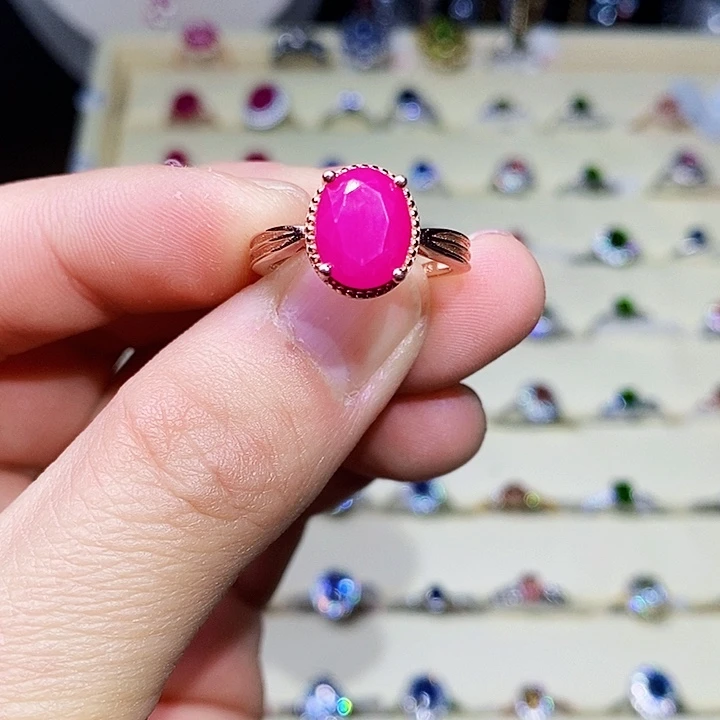 红宝石戒指银S925镶嵌11111