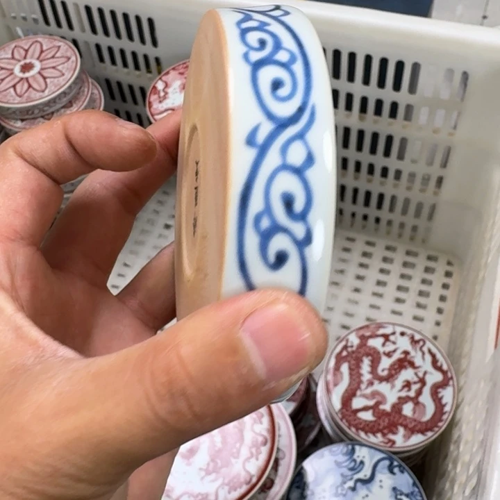 摆件青花江崖海水盖置