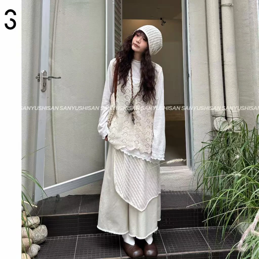 三与十三|波西米亚|春季法式针织镂空外衫宽松背心马甲百搭休闲