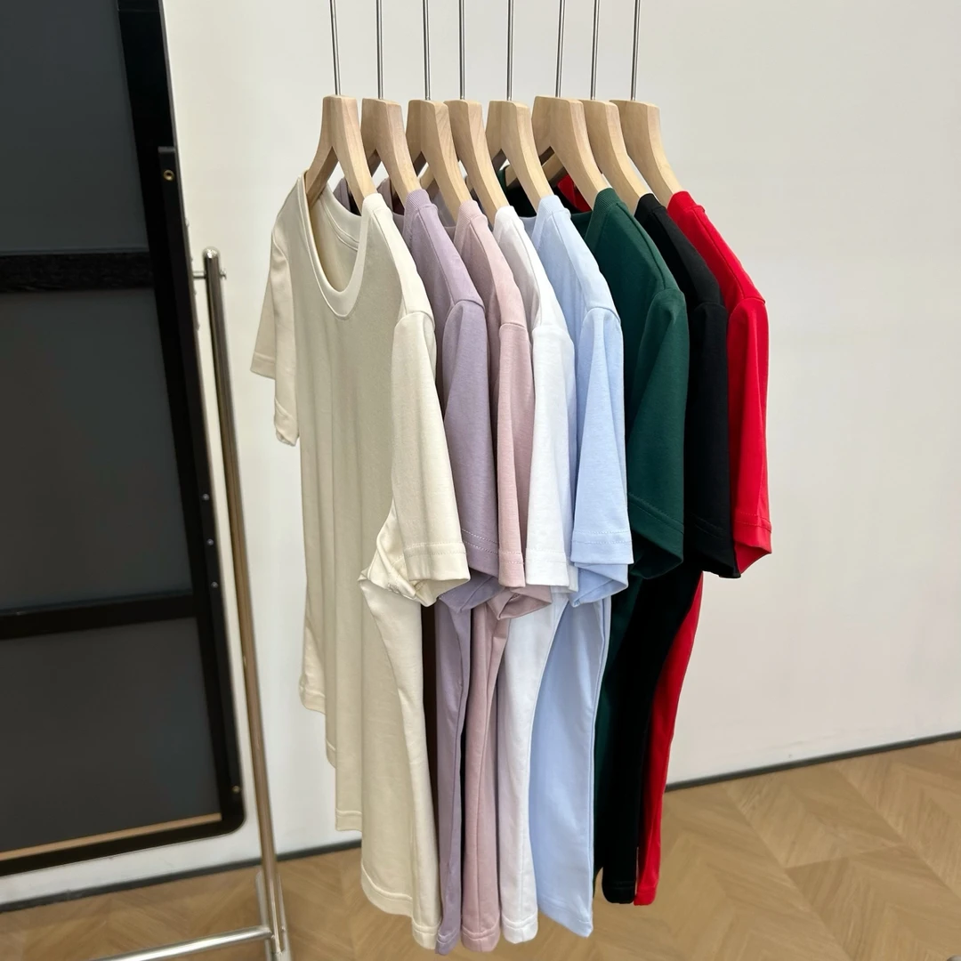 【若若美】X-1995纯色修身圆领短袖女士百搭休闲显瘦半袖T恤