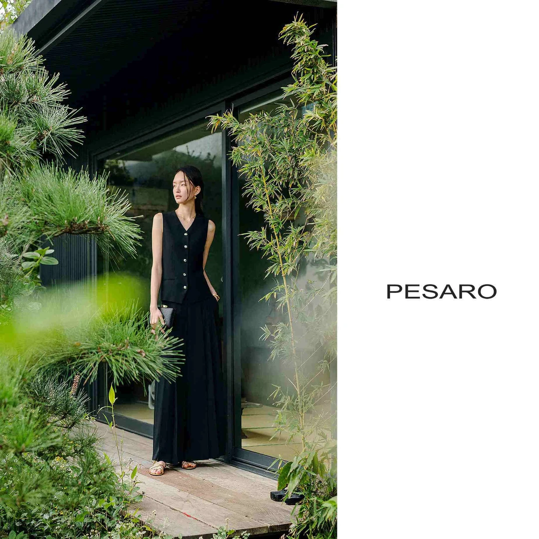 PESARO春季休闲感简约设计感阔腿休闲裤4109-6056