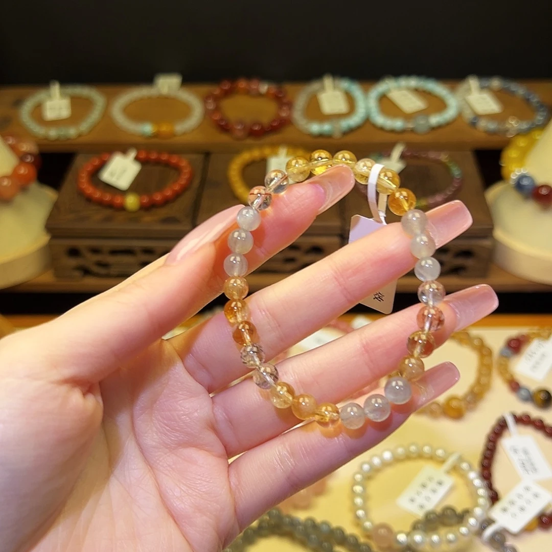 手串银S925镀金镶嵌水晶黄1493