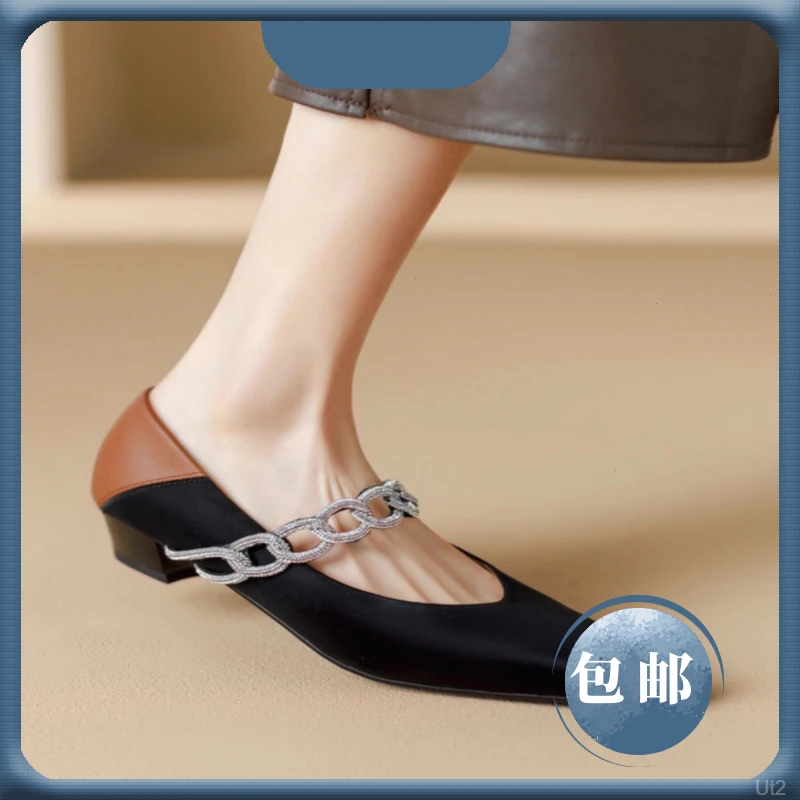 小香风感银色水钻内增高包头半拖鞋2025夏时尚外穿凉鞋穆勒鞋单鞋