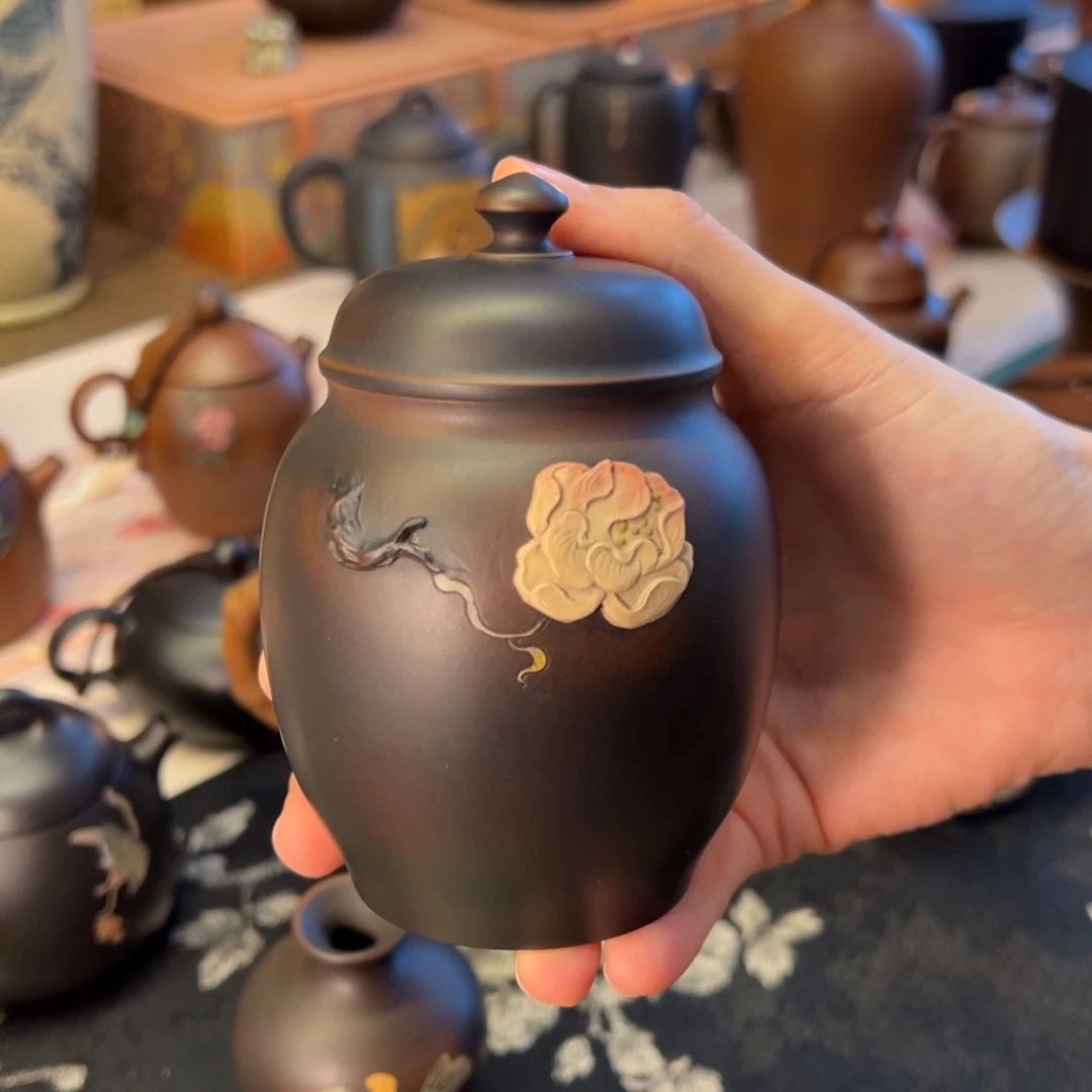 简***乐建水紫陶纯手工小茶罐