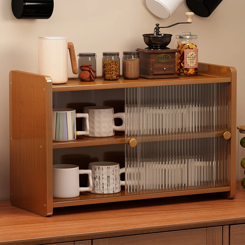 置物架多层收纳架桌面储物架杯子收纳杂物收纳柜防尘茶水柜茶杯架