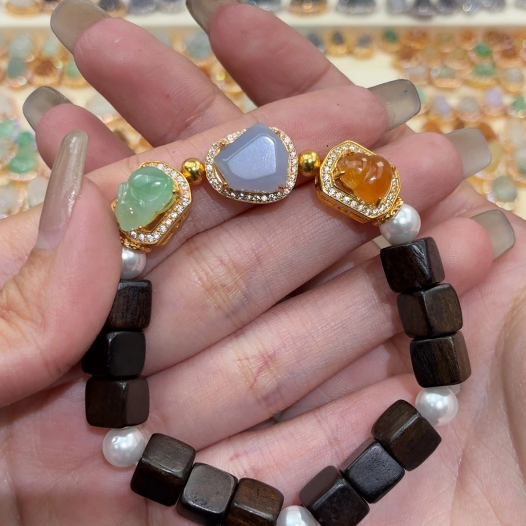 翡翠银S925镶嵌颈饰手串